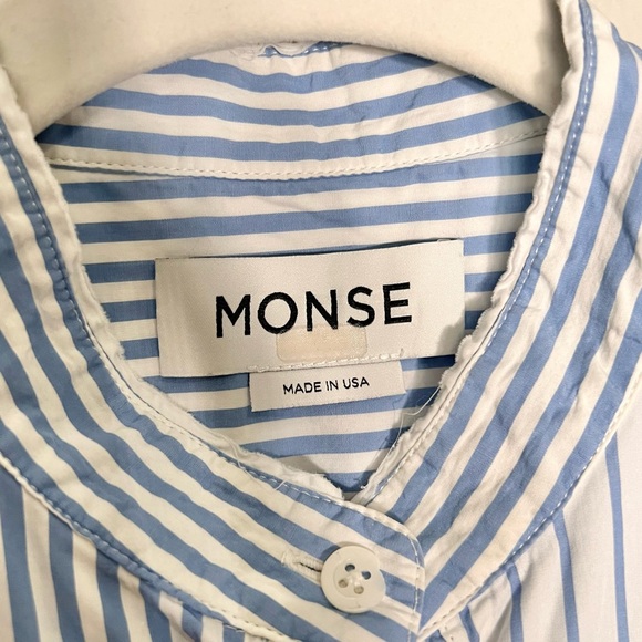 Monse Blue and White Cotton Sleeveless Mixed Stripe Shirt Button Down Size 0 - Picture 12 of 16